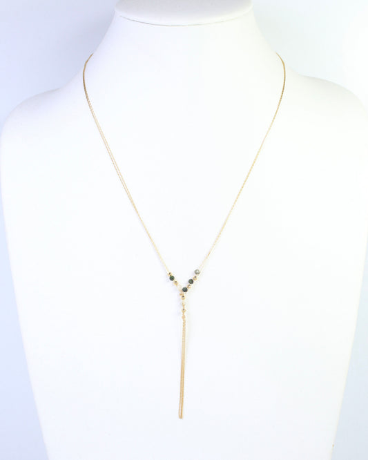 Merida Beaded Tassel Necklace Olive