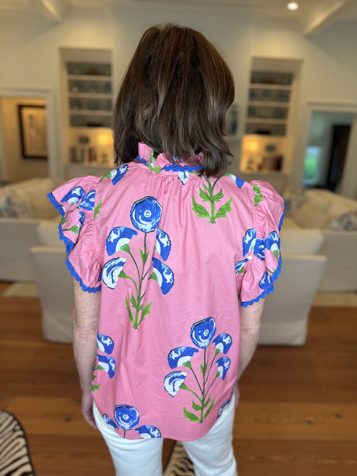 Layla Pink Floral Button Down Top