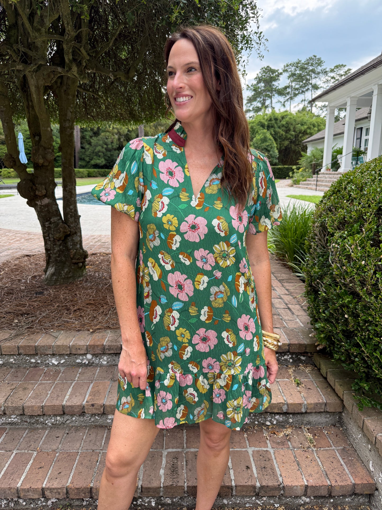 Partridge Floral Puff Sleeve Dress