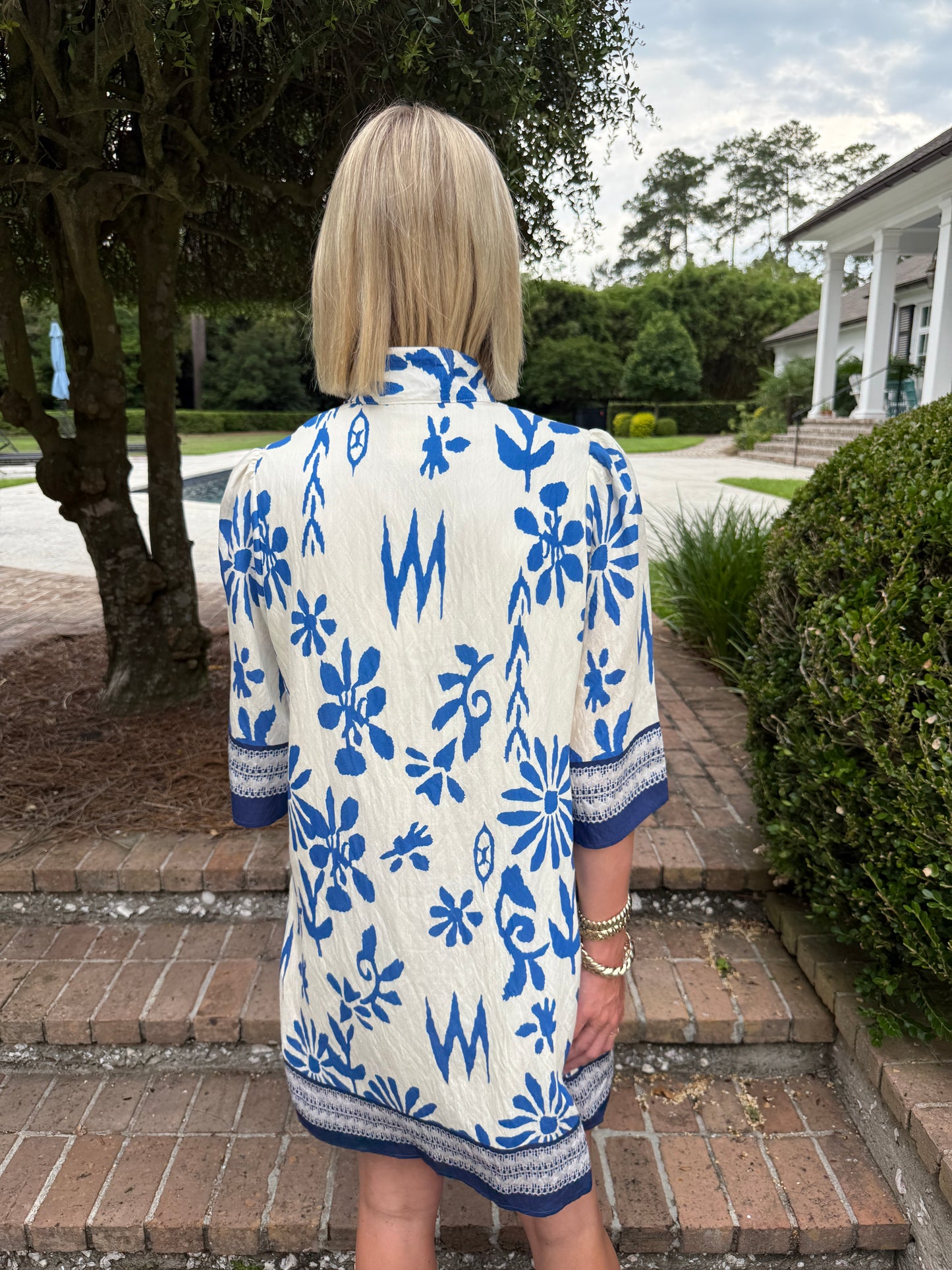 Adele Printed Dress- Blue