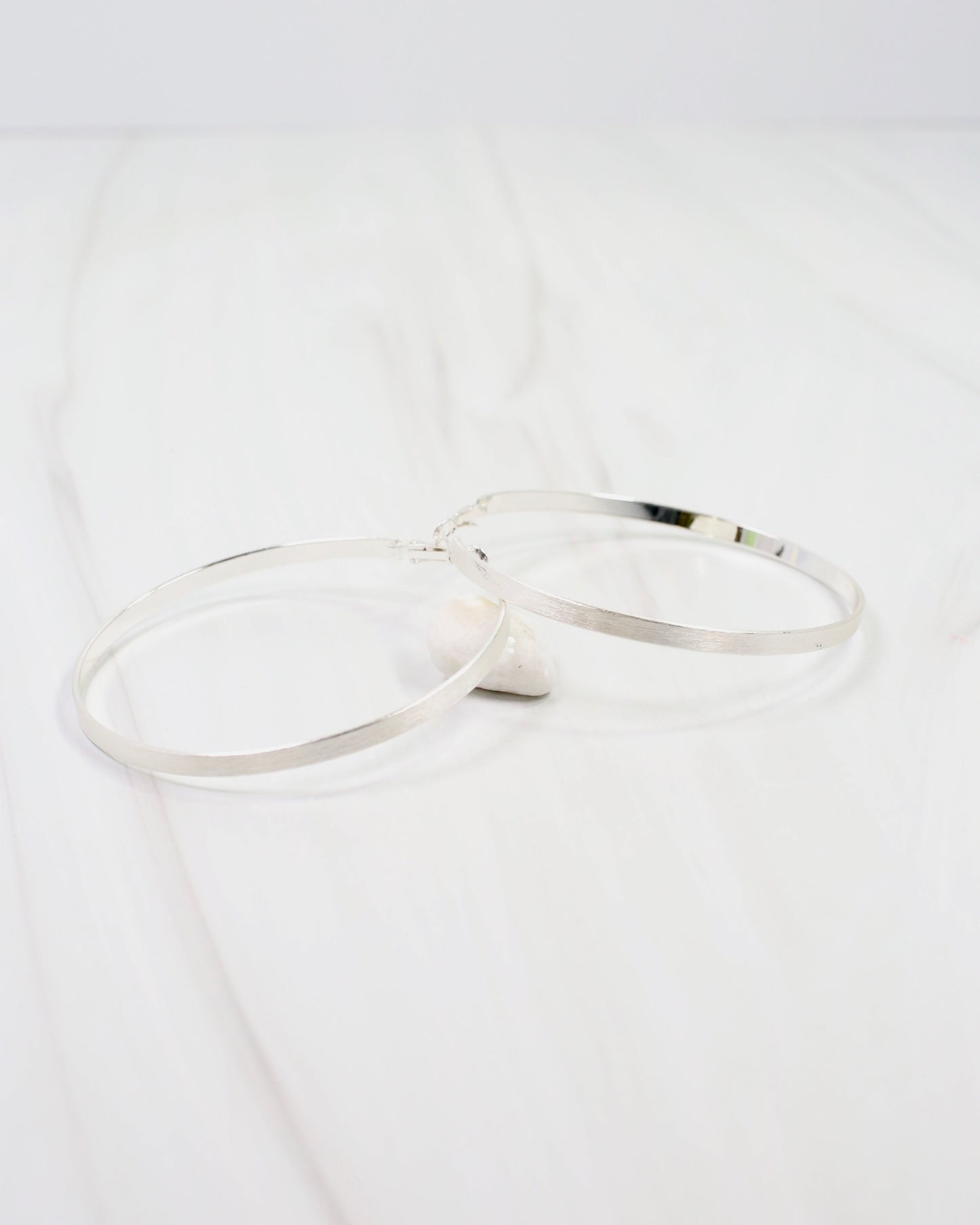 Rugby Latchback Hoop Earring WR Silver