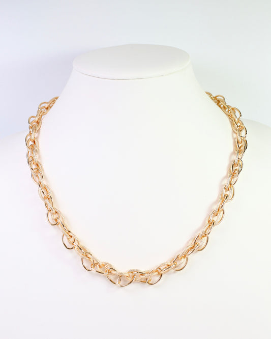 Cleveland Double Link Textured Necklace Gold