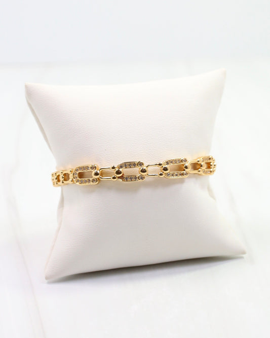 Halle CZ Horsebit Cuff Bracelet Gold
