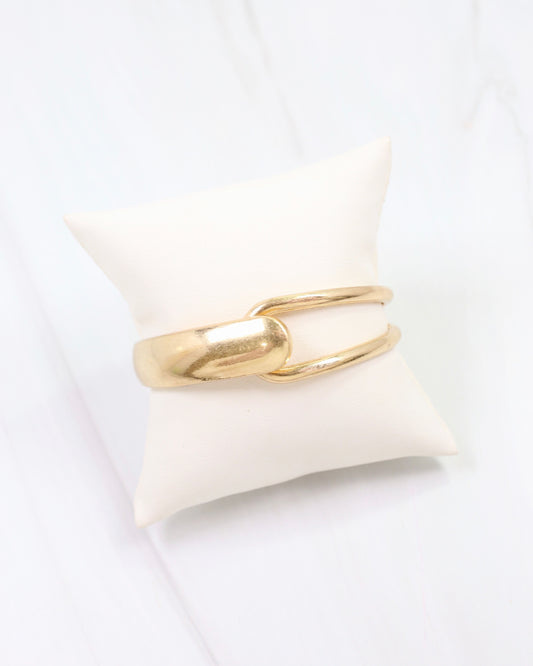 Ithaca Hinged Bangle Bracelet Worn Gold