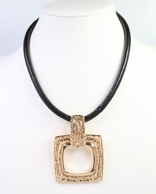 Henderson Cord Necklace with Large Pendant Gold