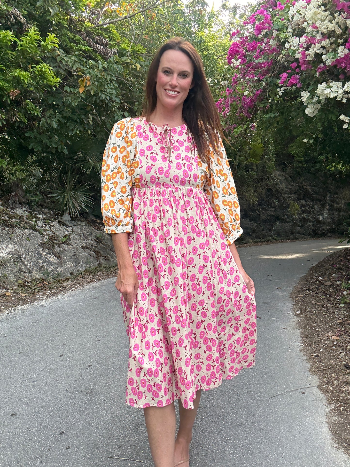 Bailey Blossom Linen Midi Dress