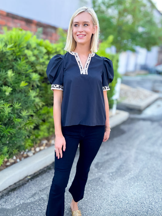 Wild Side Black Short Sleeve Top