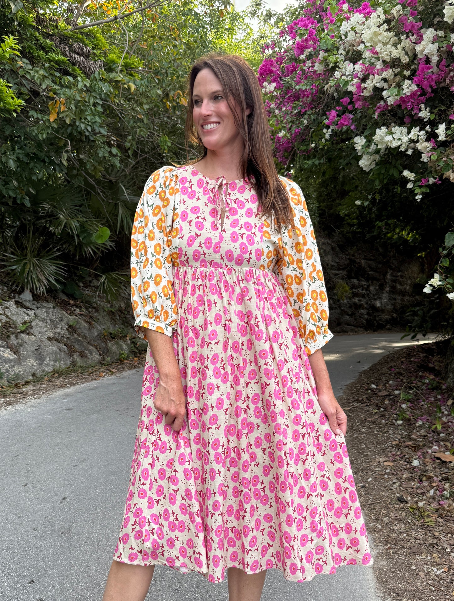 Bailey Blossom Linen Midi Dress