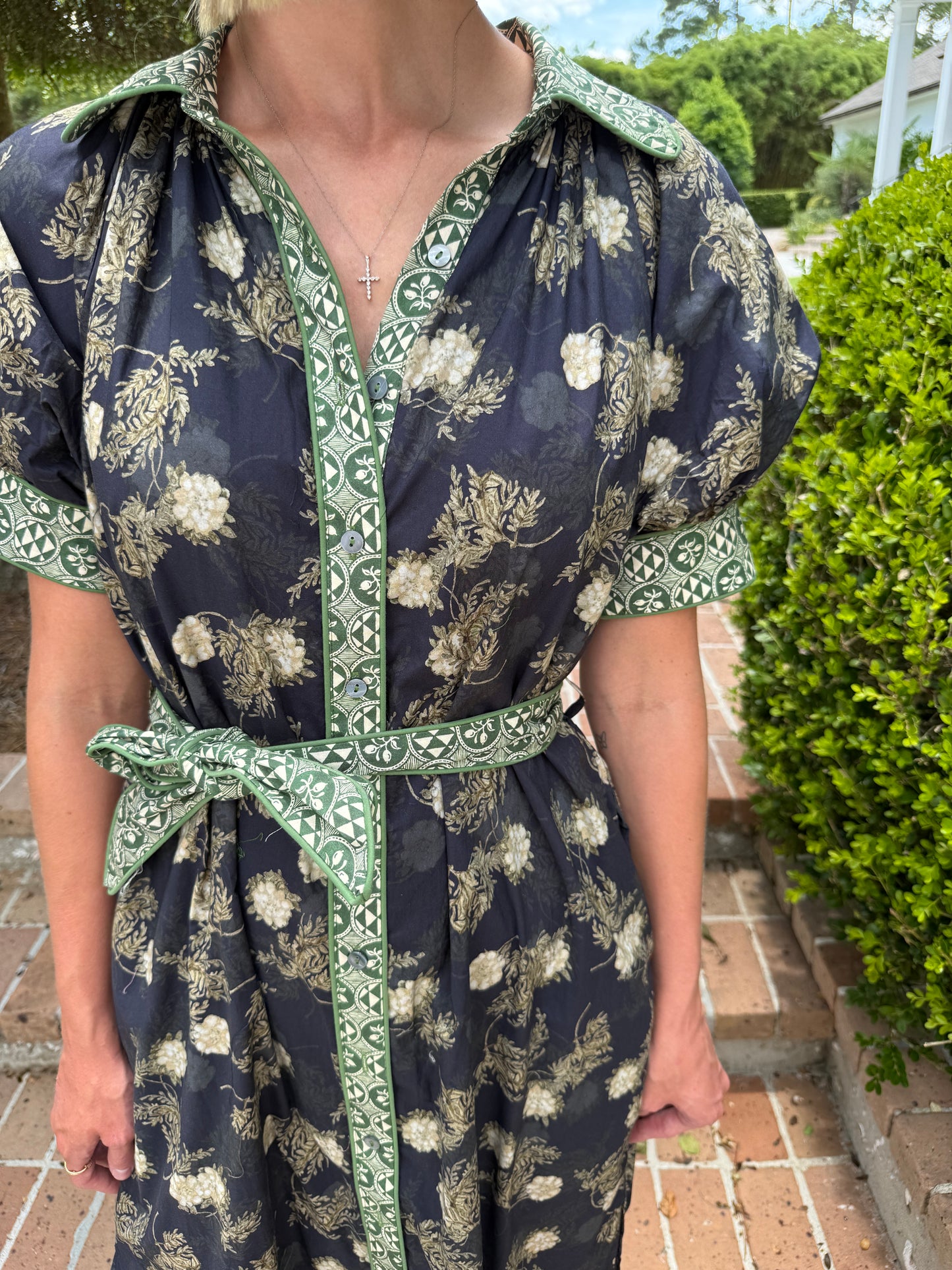 Bordeaux Floral Midi Dress- Navy