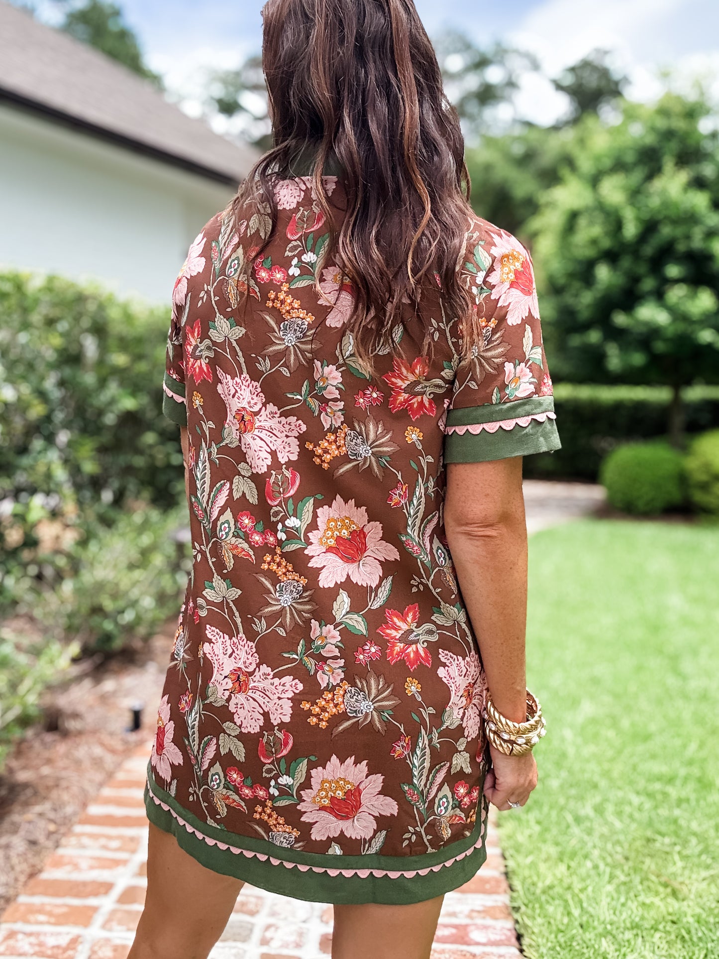 Reed Floral Dress-Brown