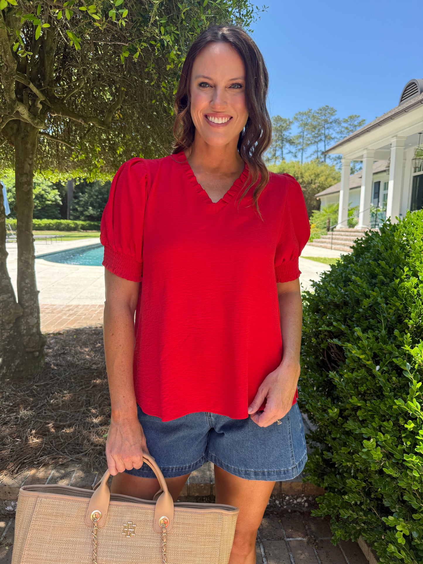 Linley Short Sleeve Red Top
