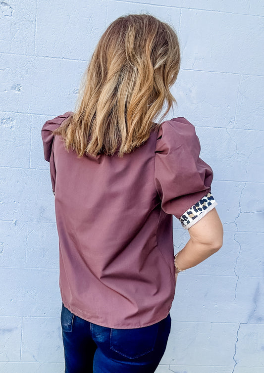 Wild Side Brown Short Sleeve Top