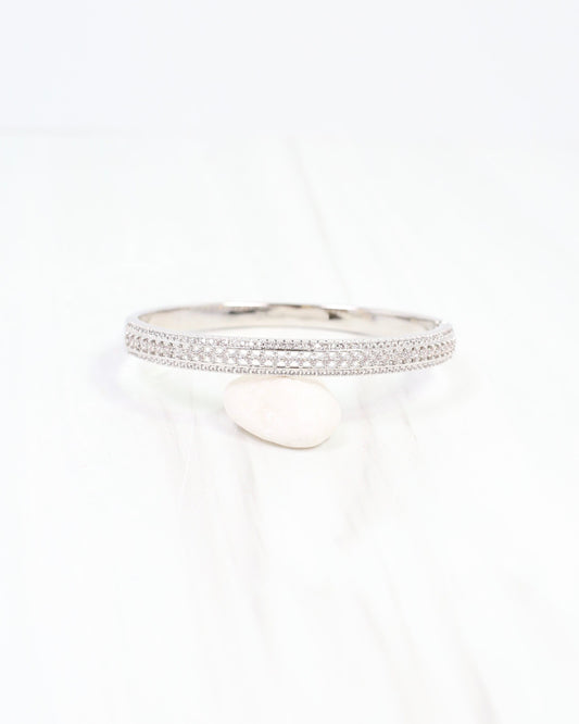 Tiverton CZ Lined Cuff Bracelet WR Silver