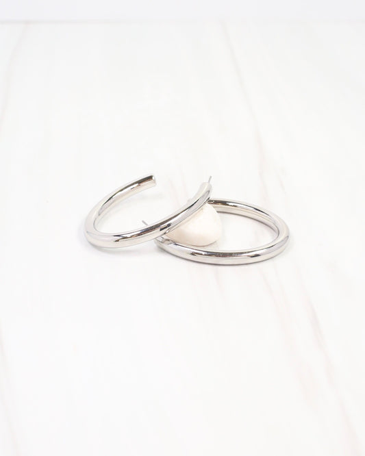 Messina Oval Hoop Earring Silver