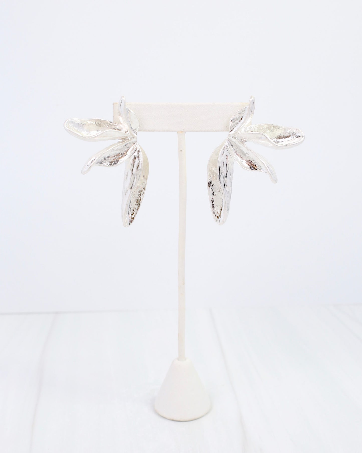 Rennie Flower Post Earring Worn Silver