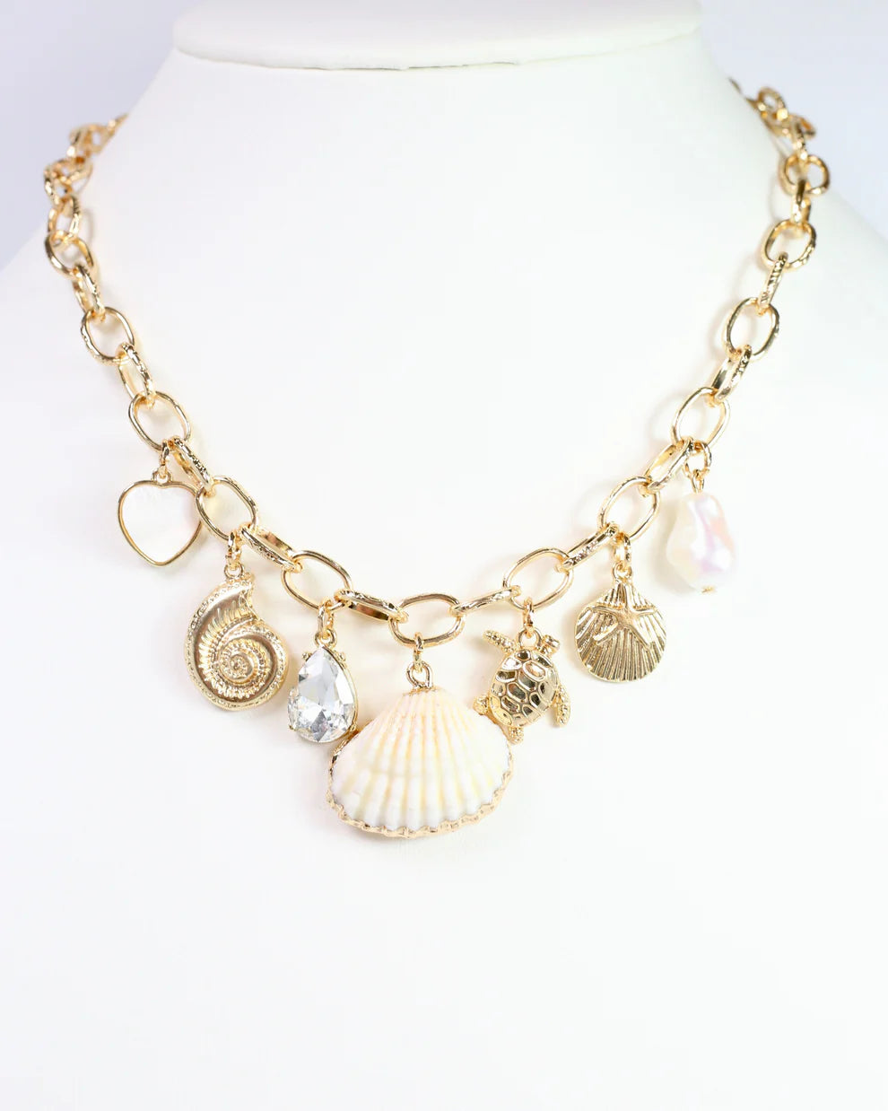 Cape Code Shell Charm Necklace Gold