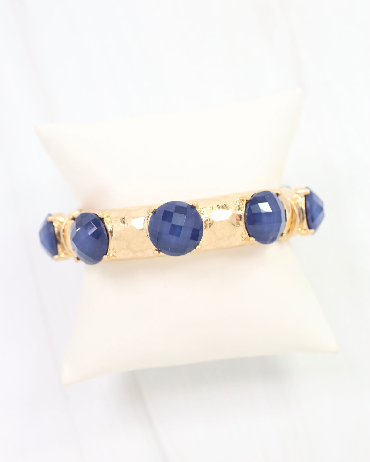 Mazie Faceted Stone Stretch Bracelet Navy