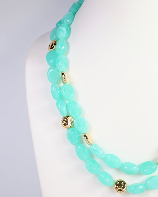 Amesbury Beaded Layered Necklace Aqua