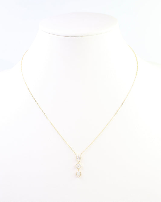 Cosette Oval CZ Drop Necklace WR Gold