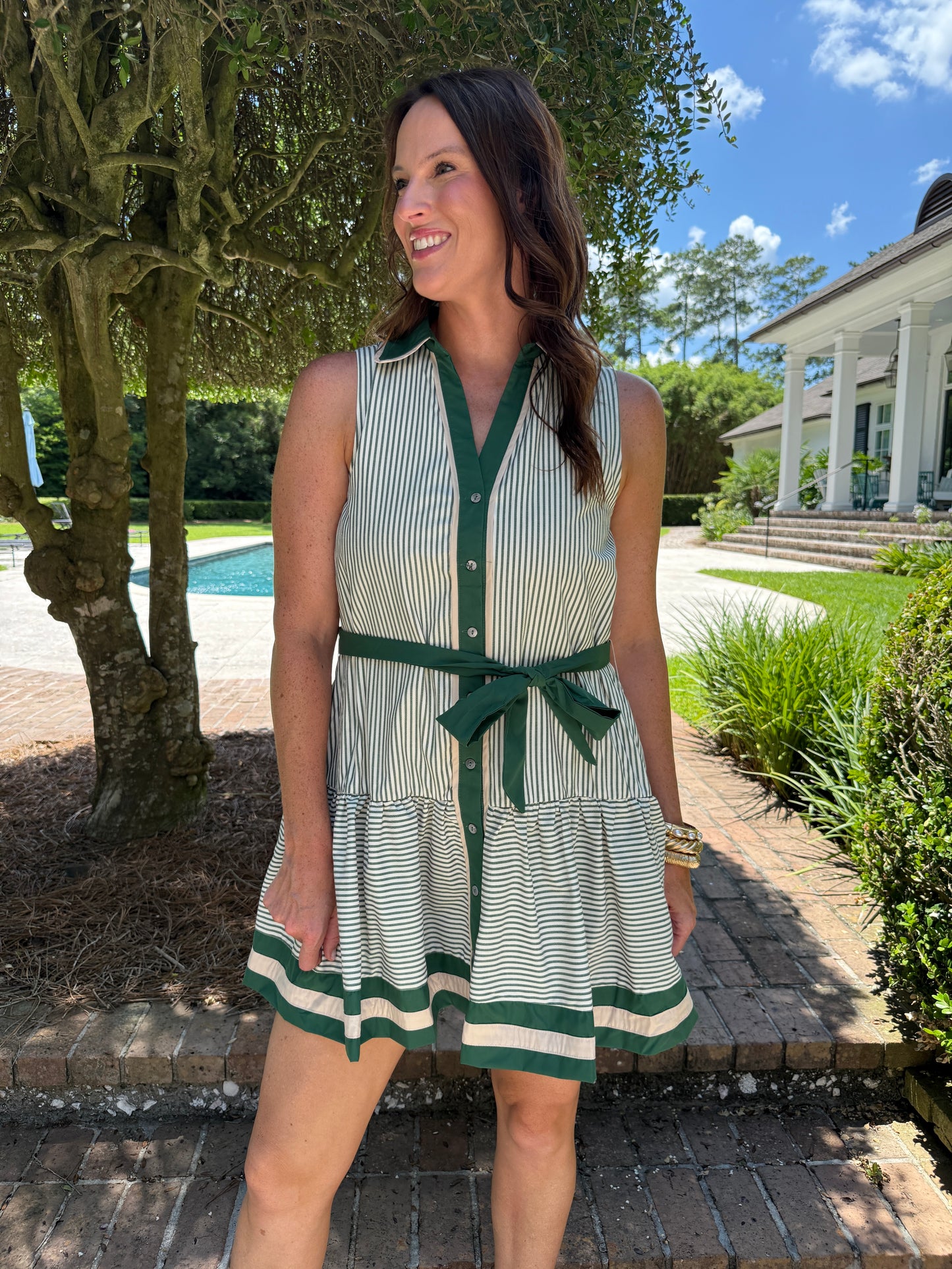 Seneca Striped Dress- Green