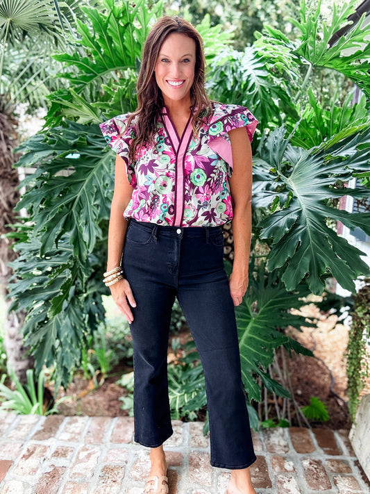 Plum Floral Print Top