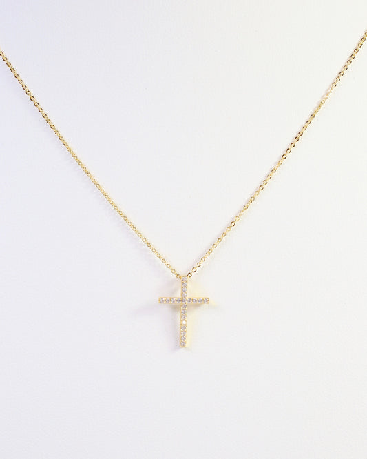 Millville CZ Pave Cross Necklace Gold