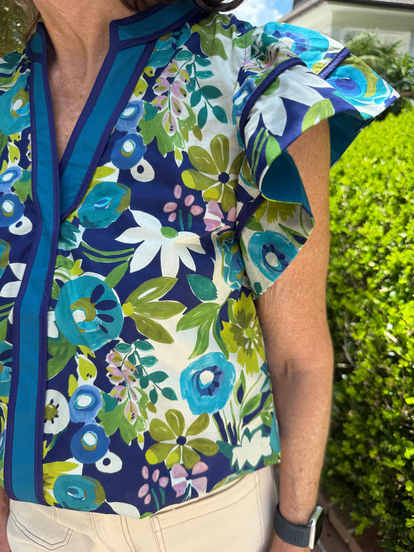 Navy Floral Print Top