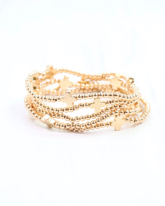 Avalon Cross Bracelet Set Gold