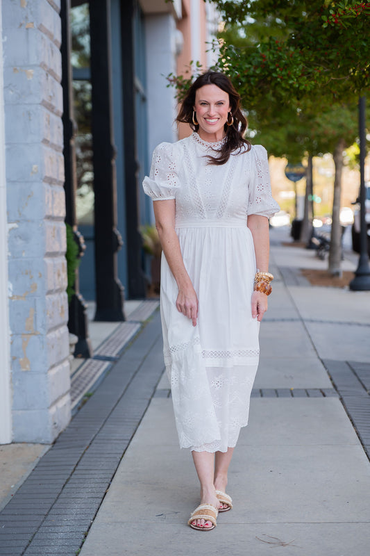 Opal Lace Trimmed Mock Neck Dress