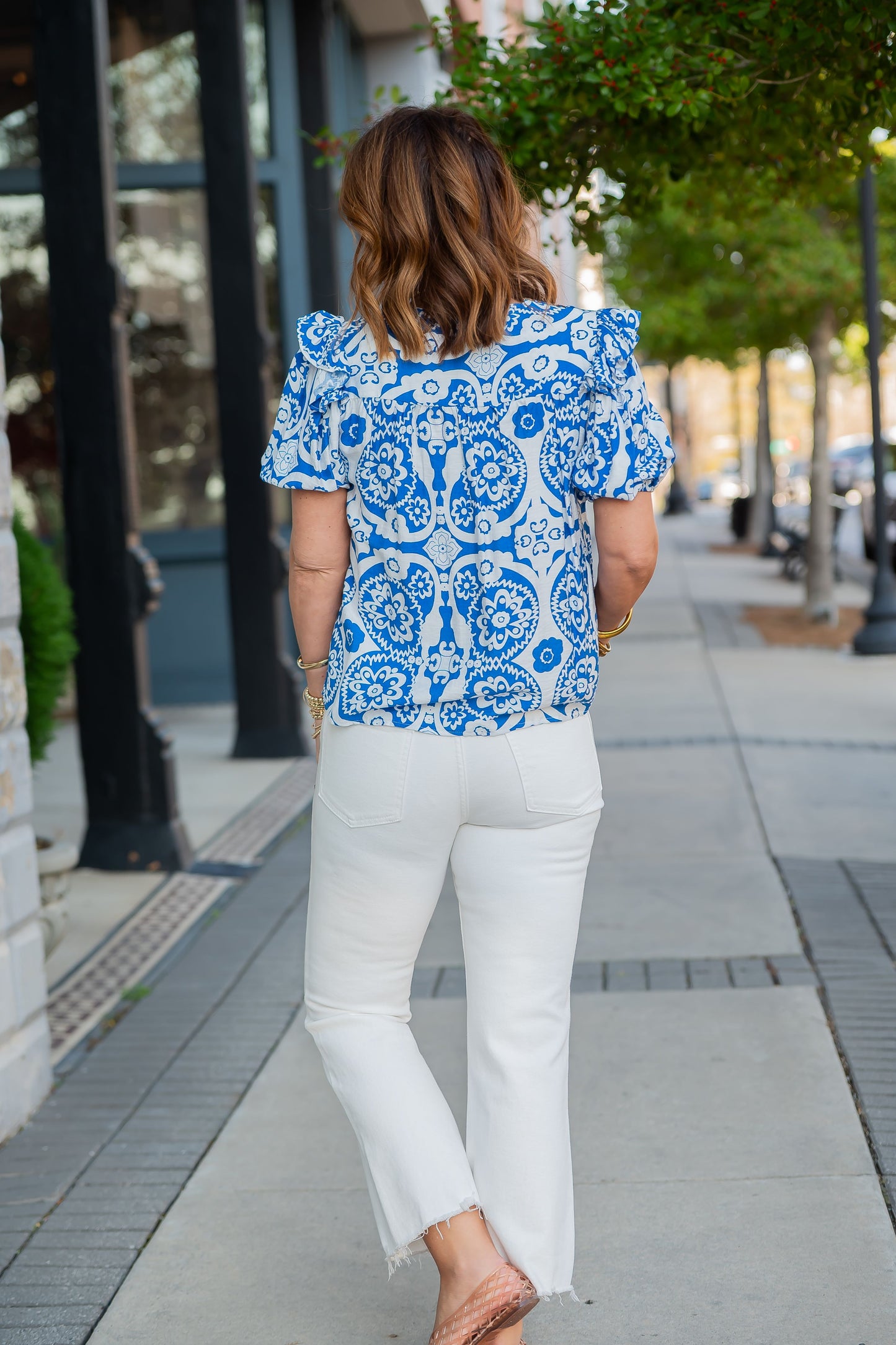 Bette Puff Sleeve V-Neck Trim Top