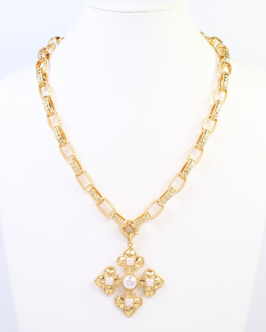 Birkhall Pearl Cross Pendant Necklace WRVG