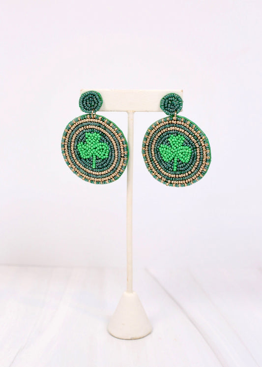 Shamrock Circle Drop Earring GREEN