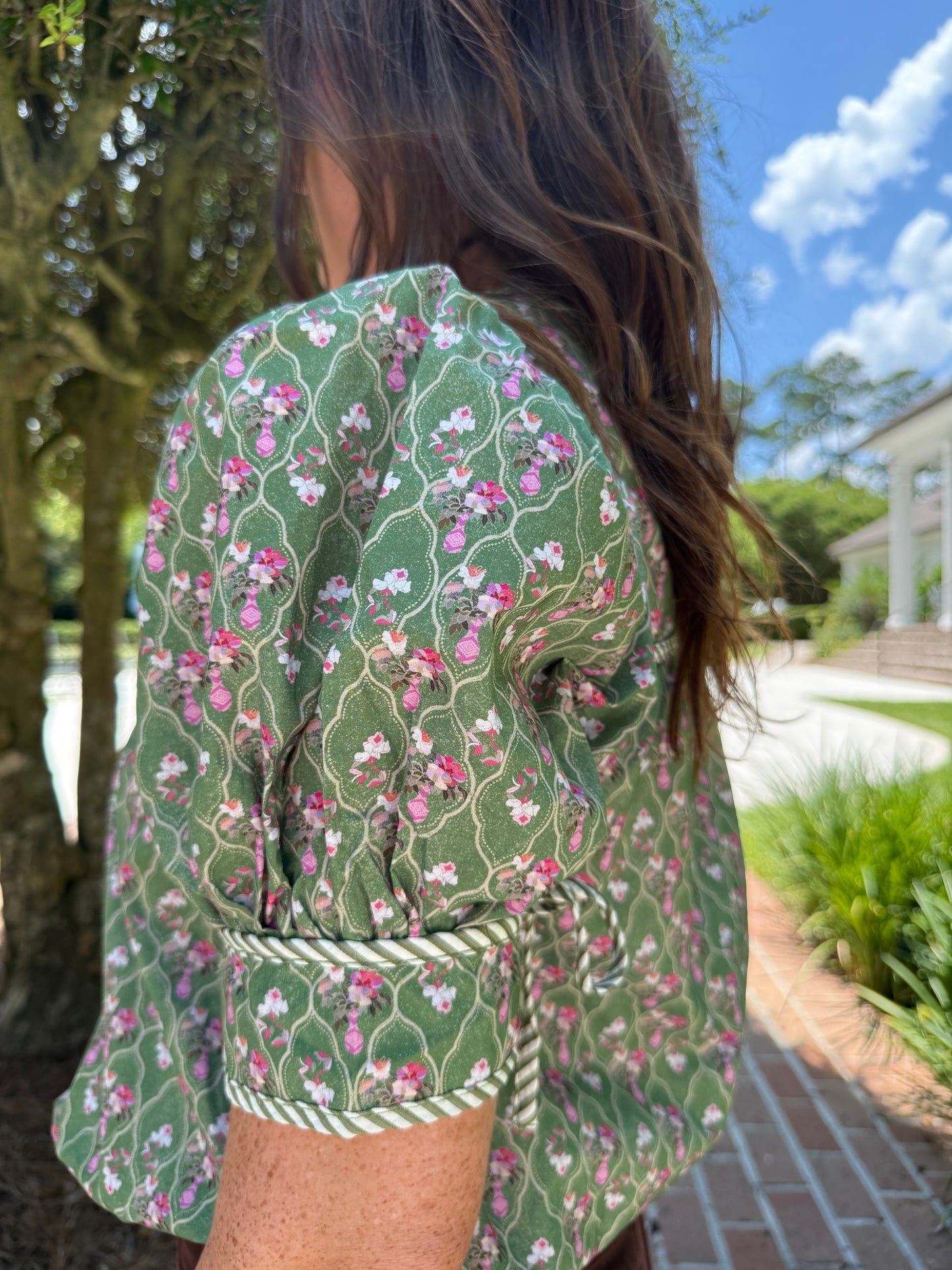 Carmen Olive Floral Print Top
