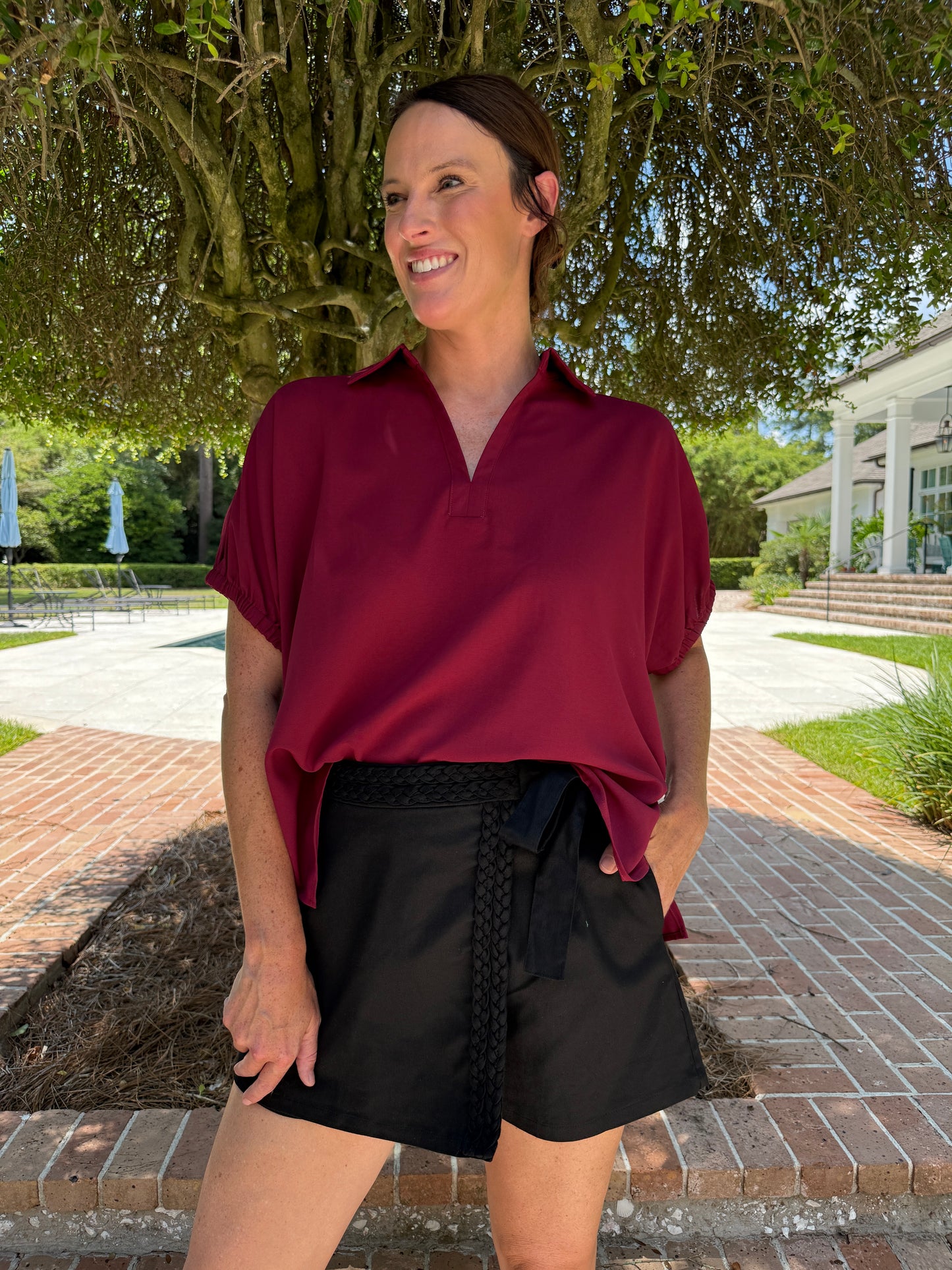 Roll On By Braided Waist Off Black Skort