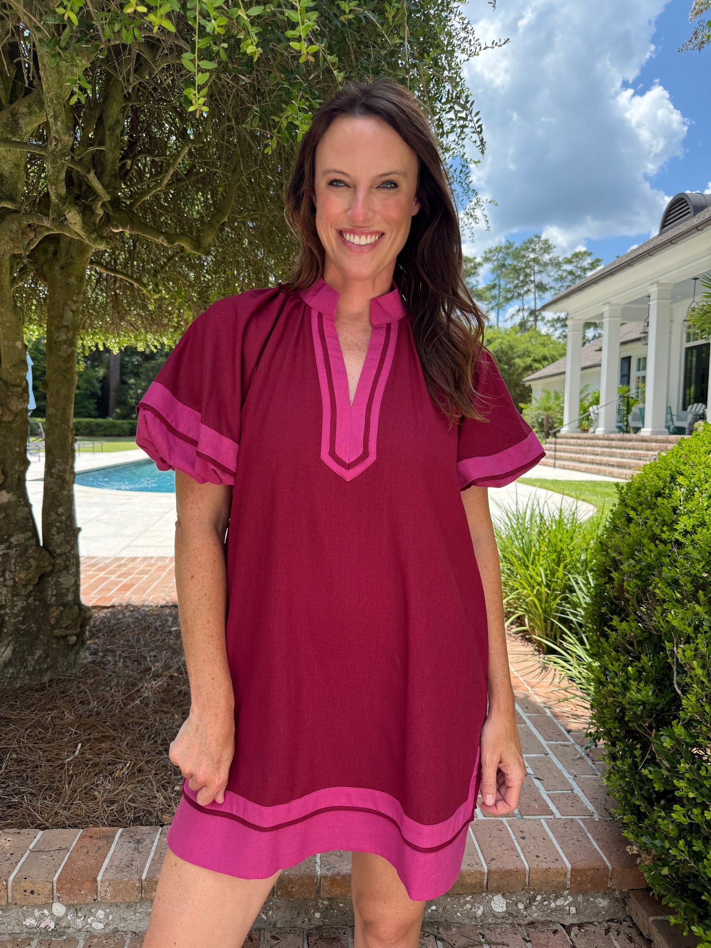 Sinclair Burgundy Linen Dress
