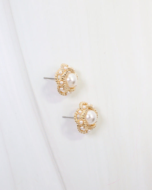Dunkirk Embellished Pearl Stud Earring Gold