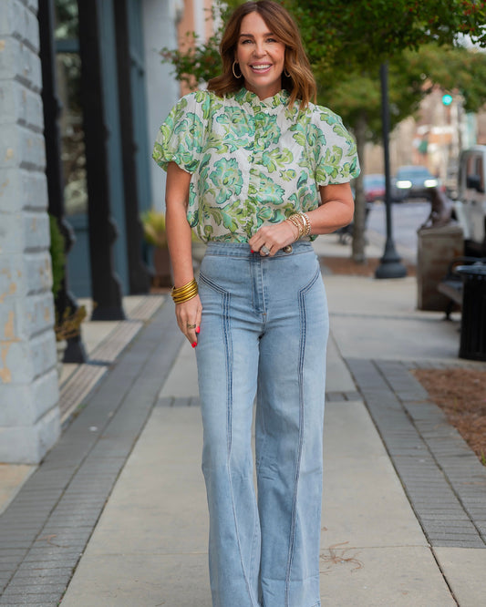 Bella Printed Button Down Top