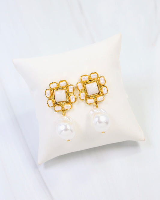 Cohoes Pearl Drop Earring Gold