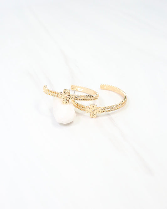 Mayfield Cross Hoop Earring Gold