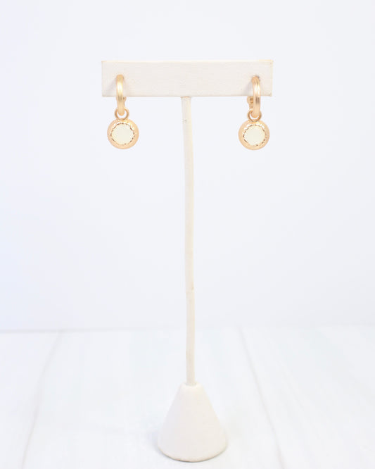 Alma Matte Gold Dangle Earring Opal