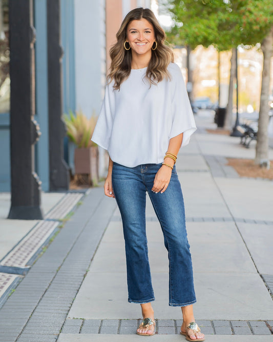Charlotte Dolman Sleeve Sweater-White