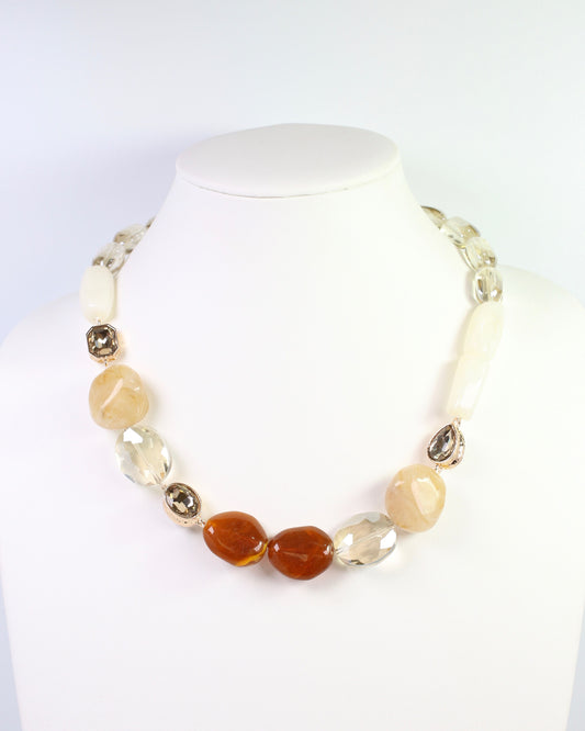 Labanon Mixed Bead and Stone Necklace Natural Multi