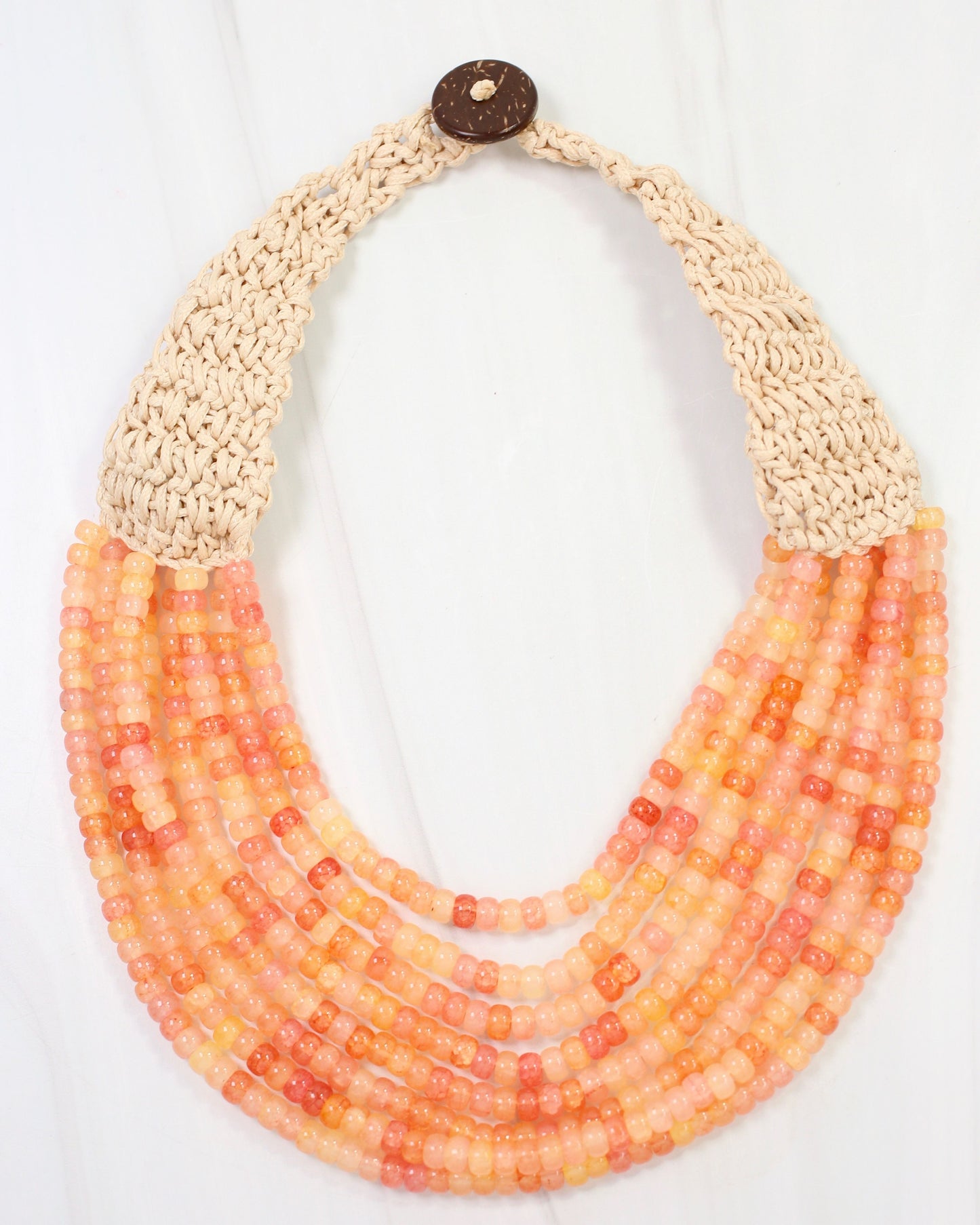Ironwood Multi Layered Beaded Necklace Coral