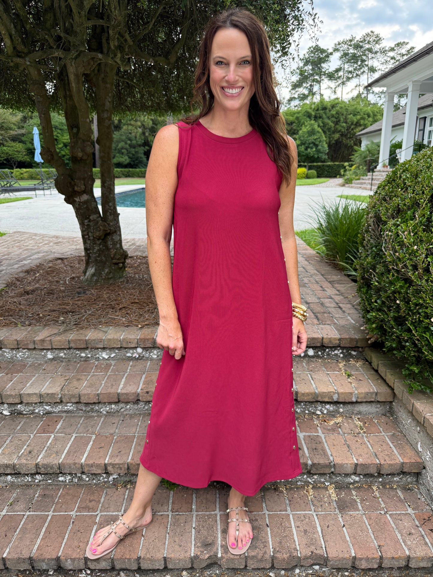 Landry Ribbed Midi Dress- Garnet