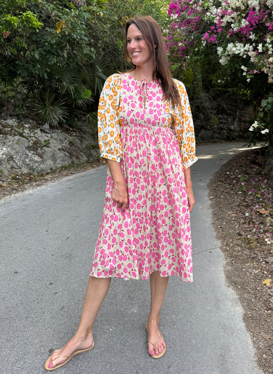 Bailey Blossom Linen Midi Dress