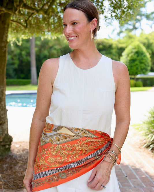 Mylah Medallion Print Scarf Orange