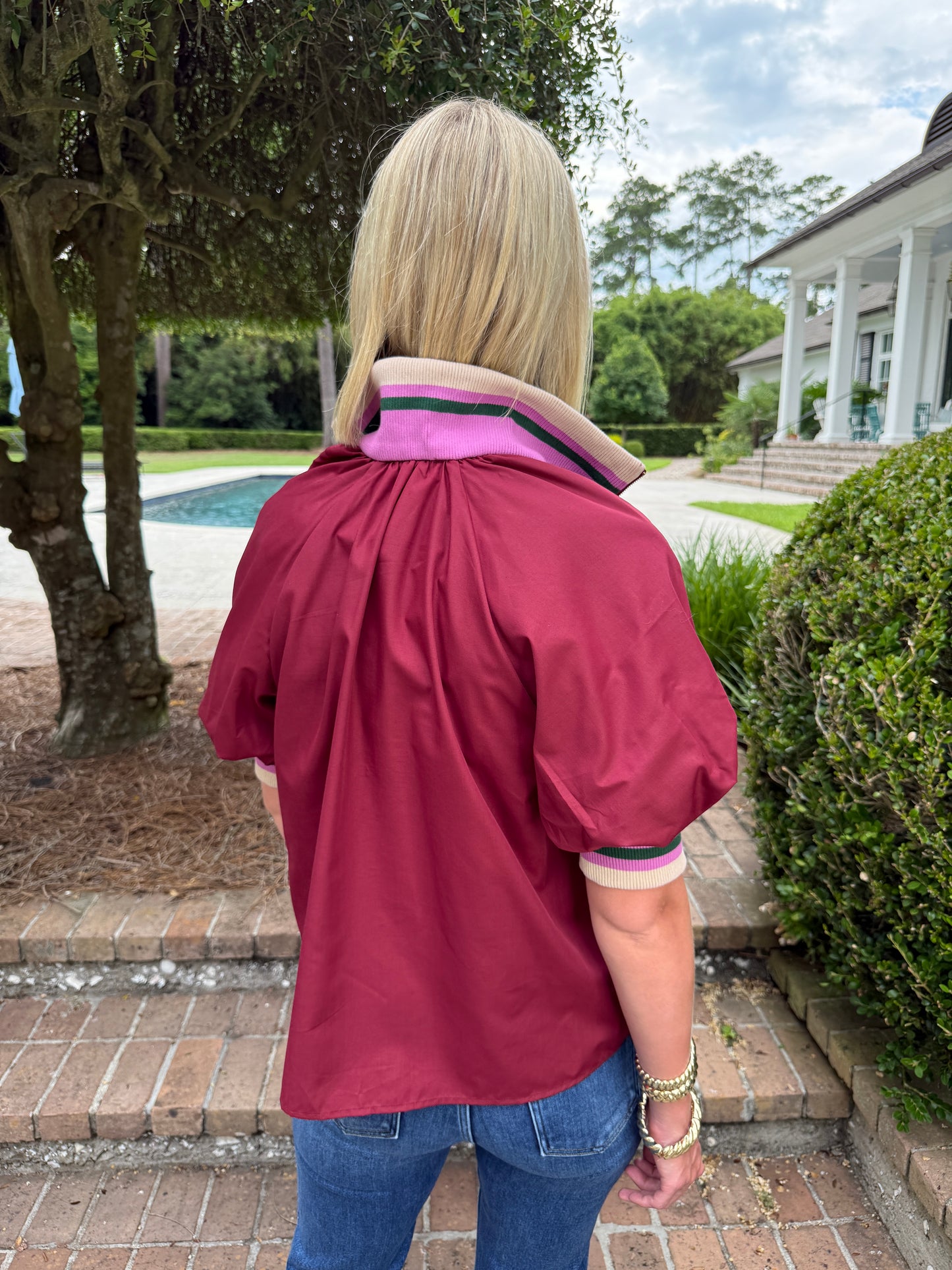 Ryals Zip Up Top- Garnet