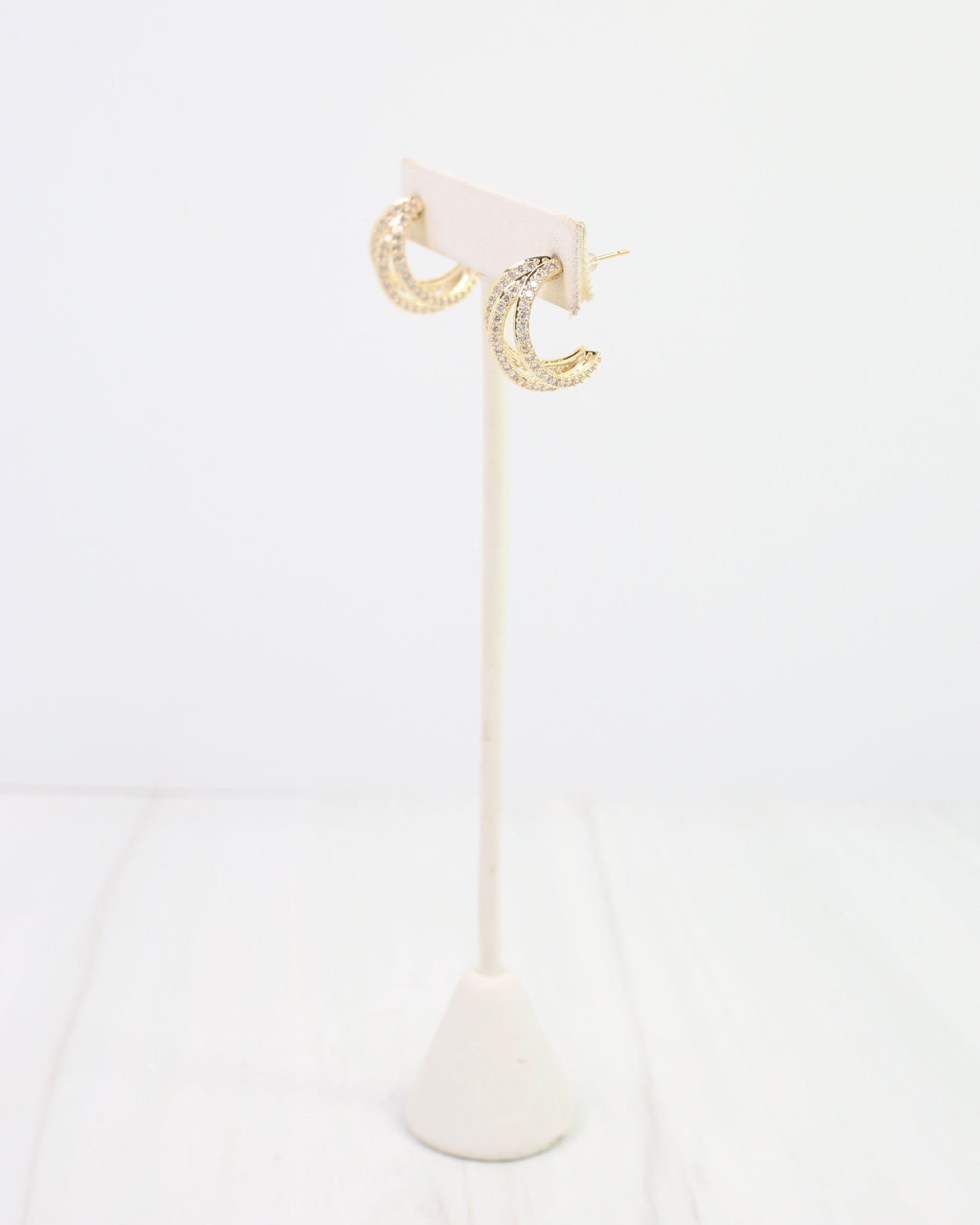 Sheppard Three Row CZ Hoop Gold