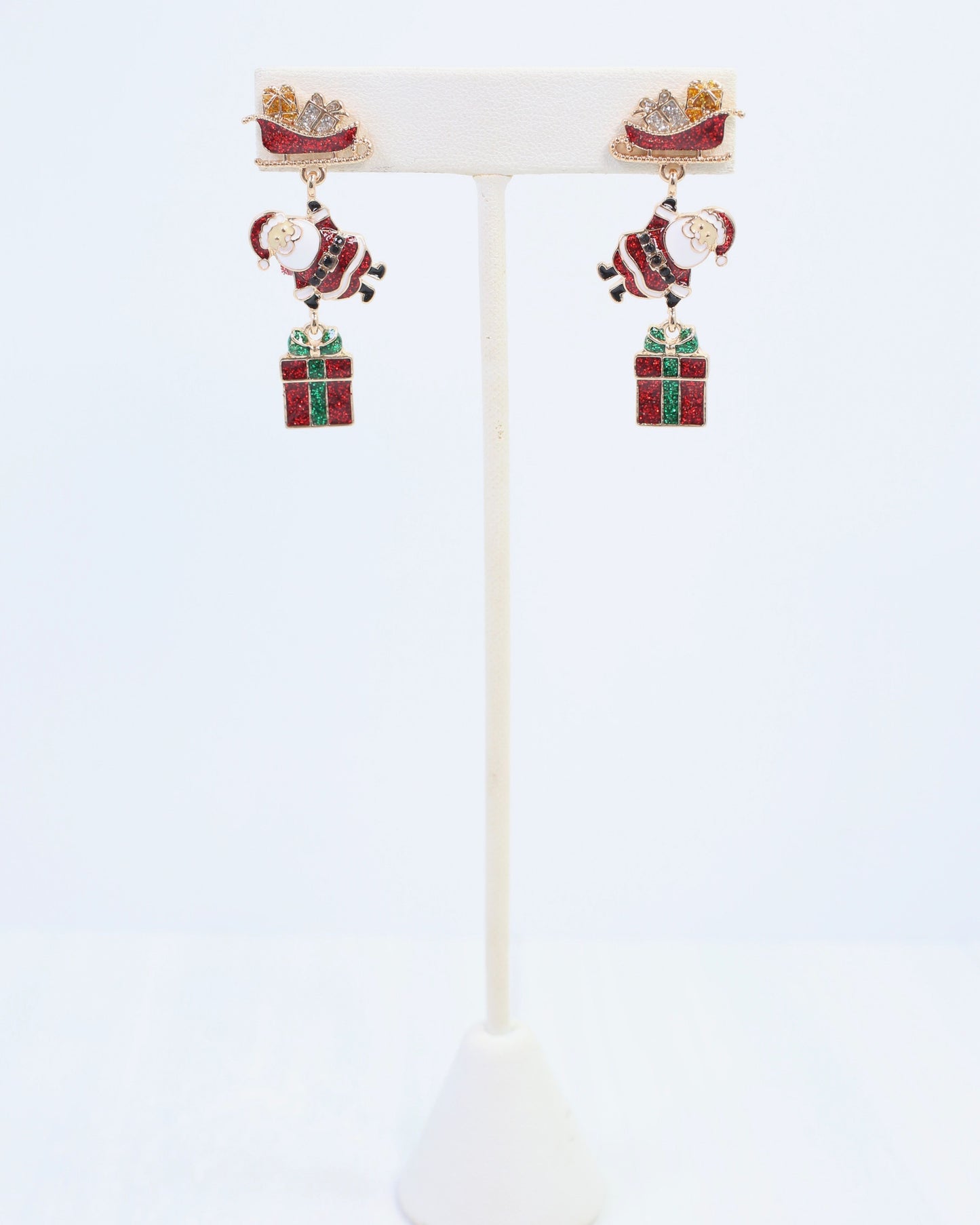 Santa on his Way Earring Red