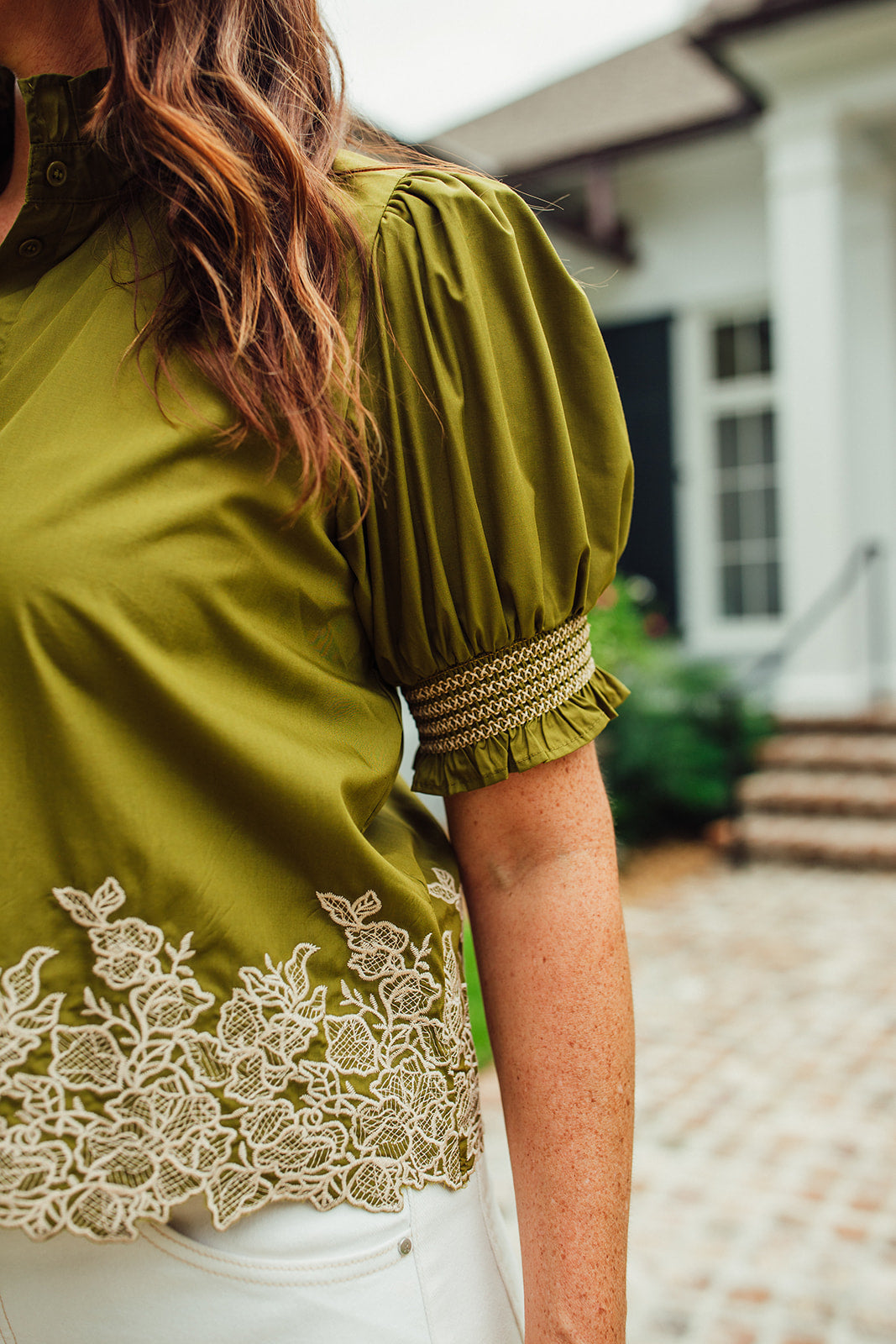 Allee Embroidered Top- Olive